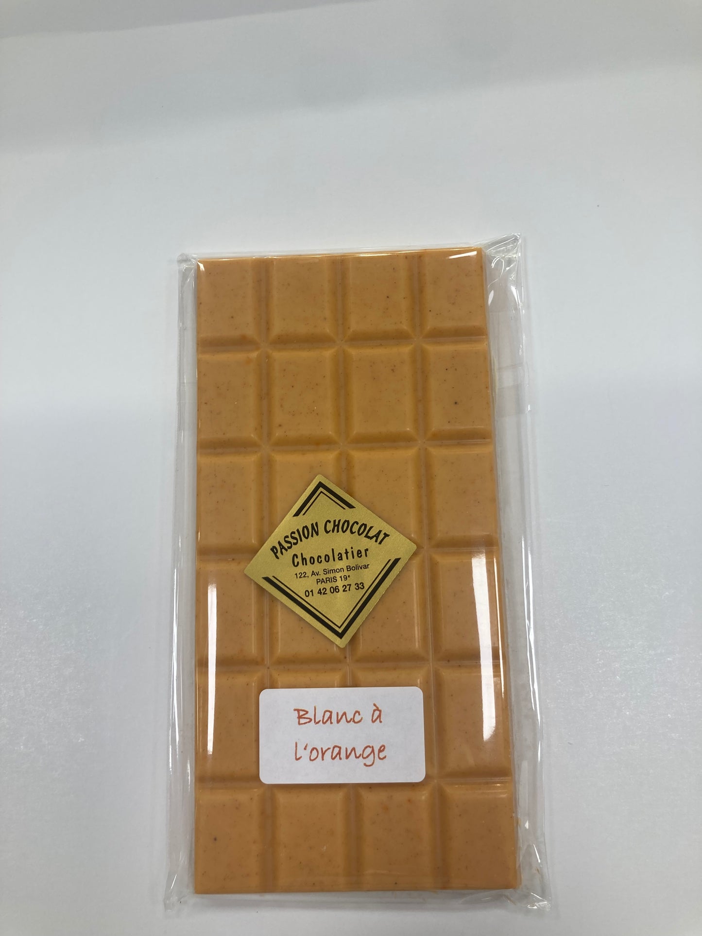 Tablette de chocolat blanc à l'orange